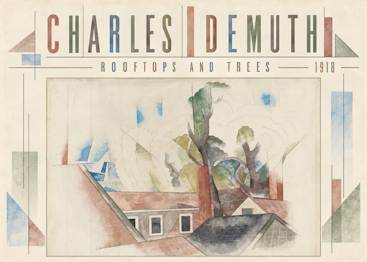 Charles Demuth Rooftops and Trees No5 - Juliste