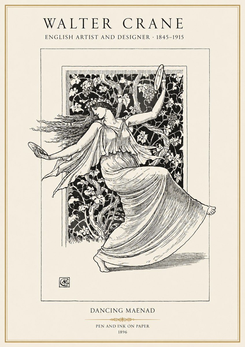 Walter Crane Dancing Maenad No1 - Juliste