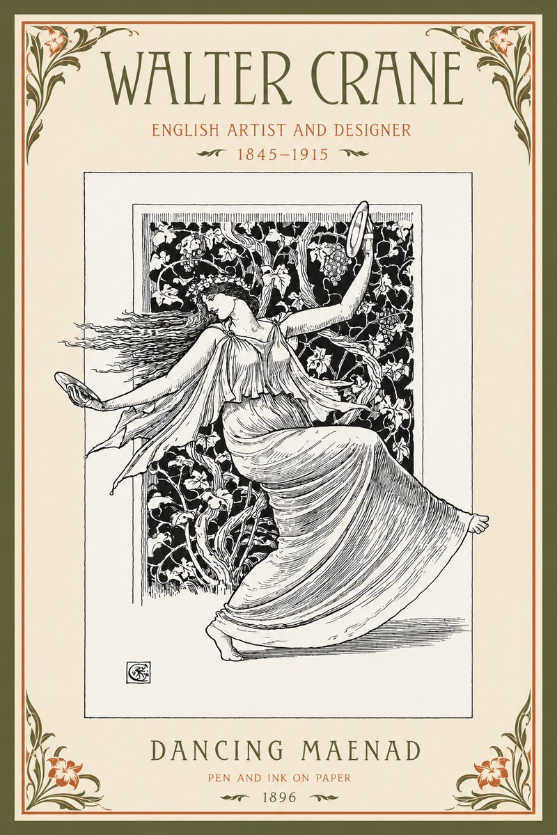 Walter Crane Dancing Maenad No2 - Juliste