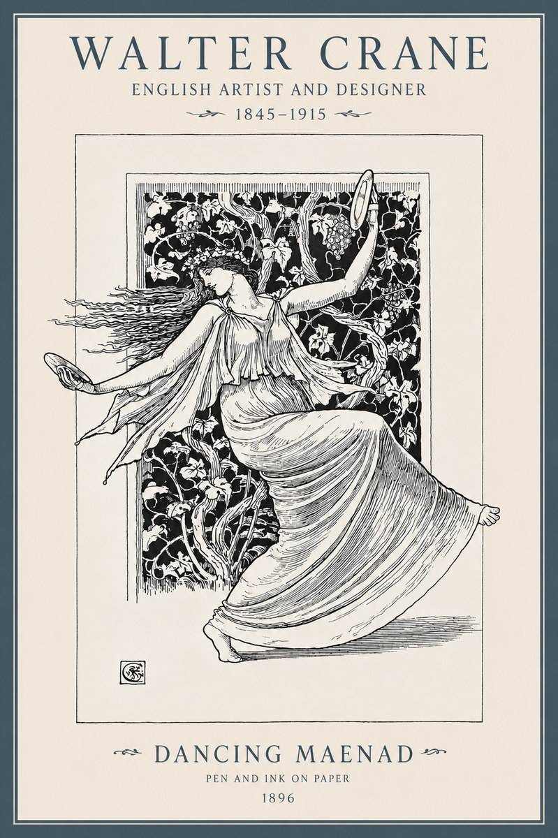 Walter Crane Dancing Maenad No3 - Juliste
