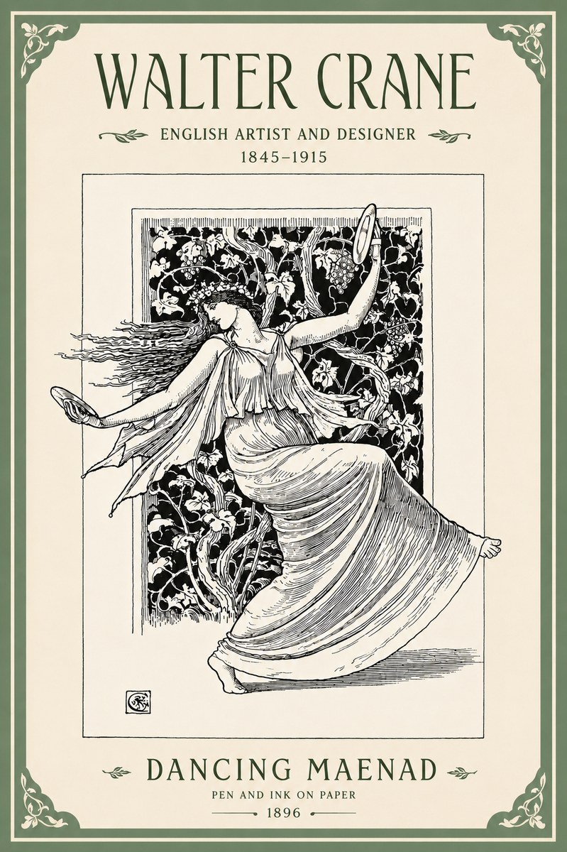 Walter Crane Dancing Maenad No4 - Juliste