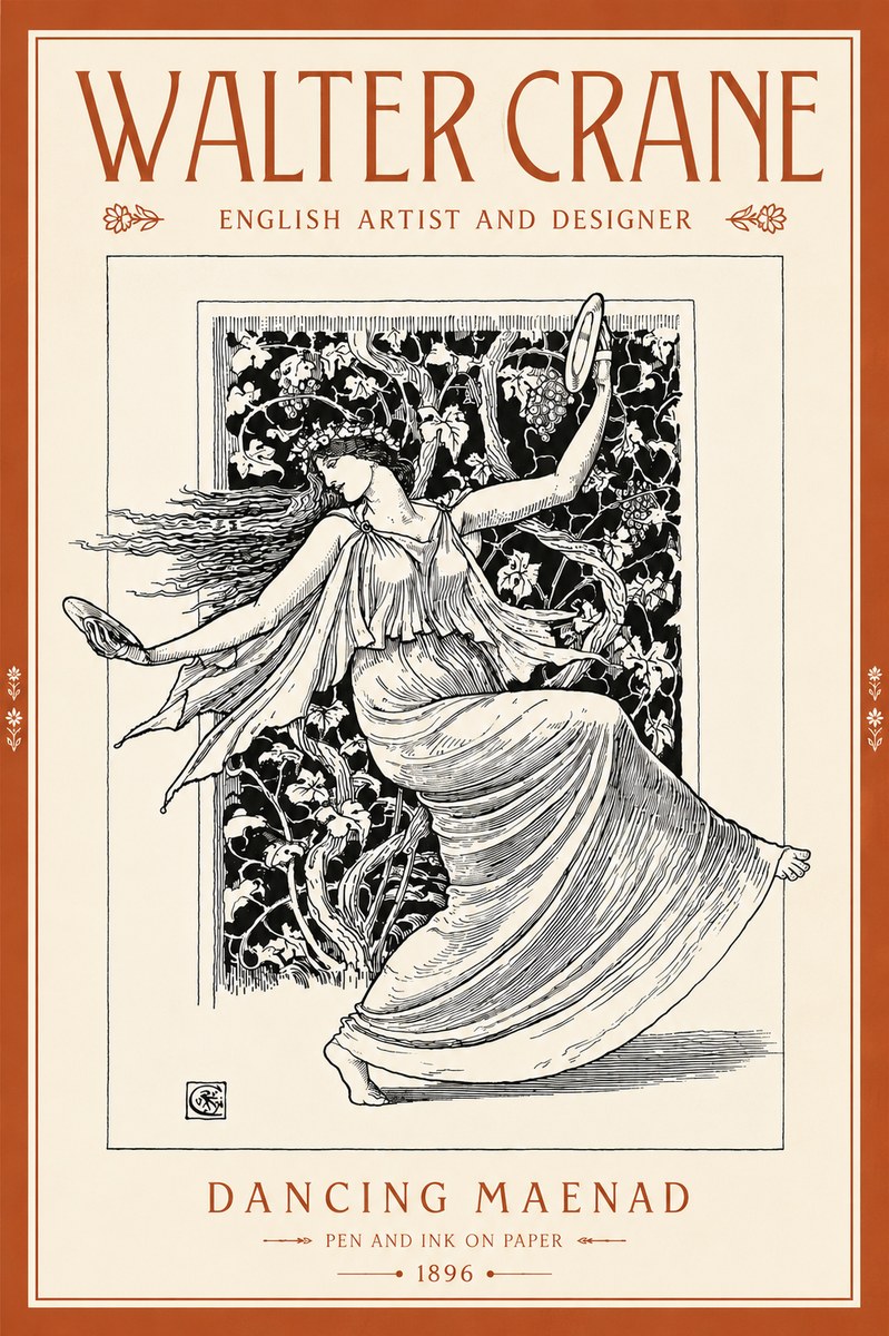 Walter Crane Dancing Maenad No5 - Juliste