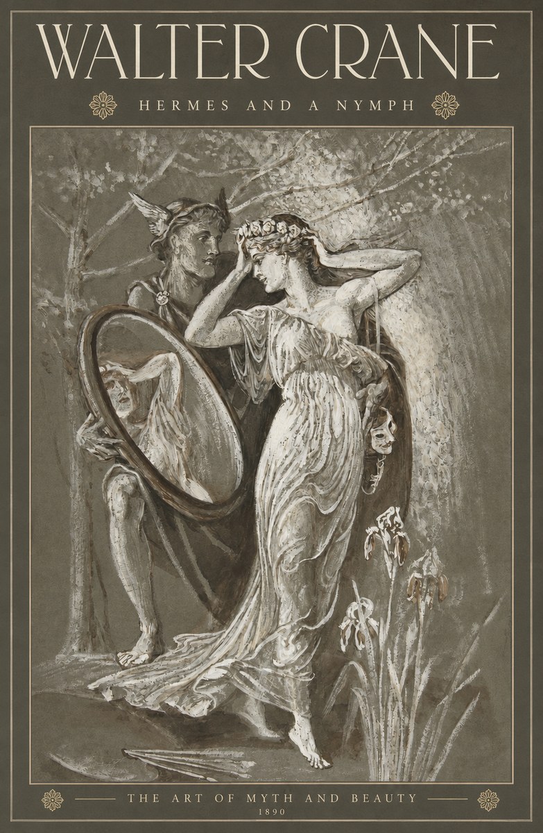 Walter Crane Hermes and a Nymph No2 - Juliste