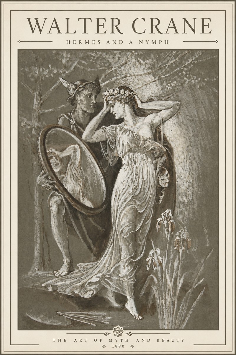 Walter Crane Hermes and a Nymph No3 - Juliste