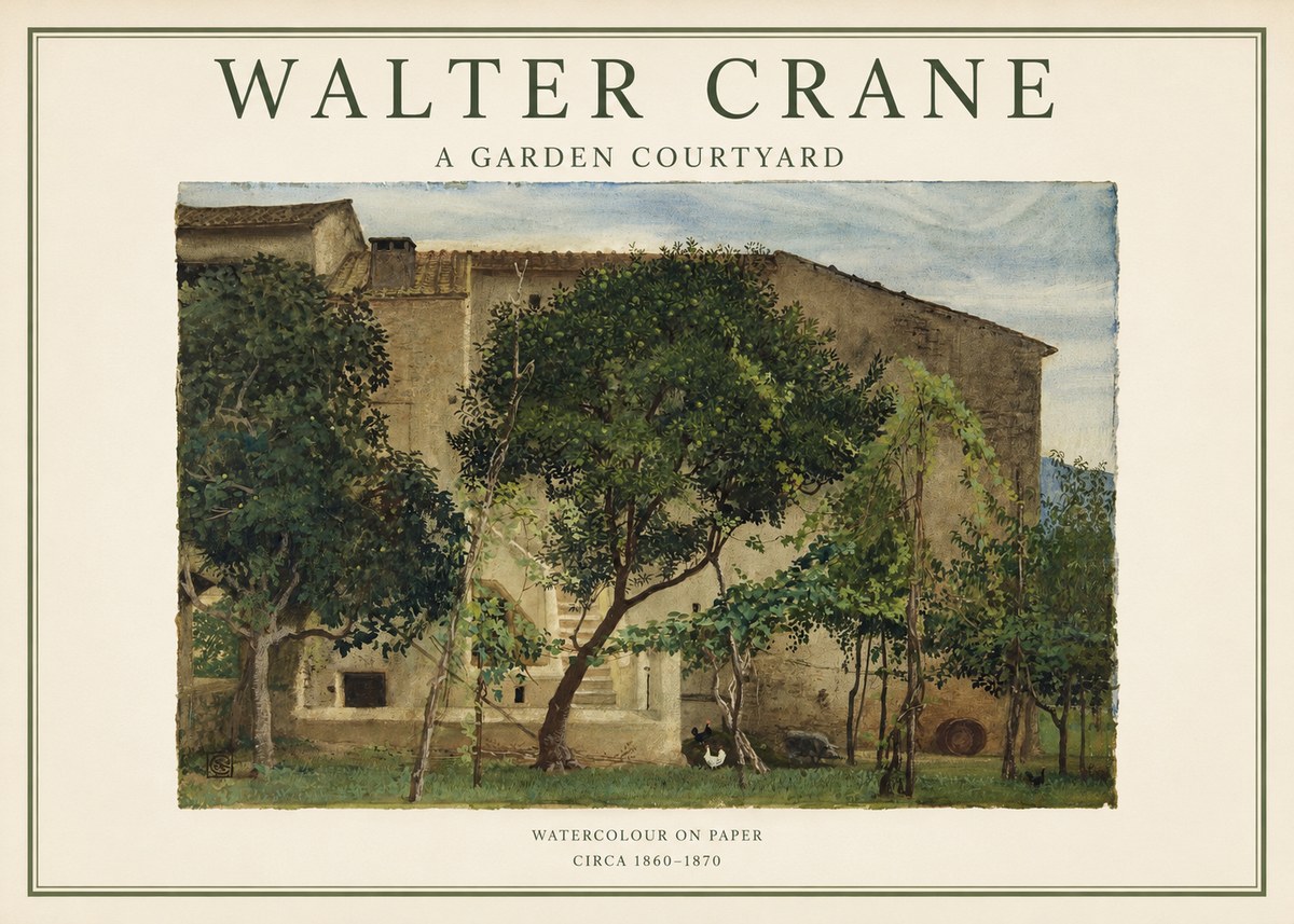 Walter Crane A Garden Courtyard No1 - Juliste