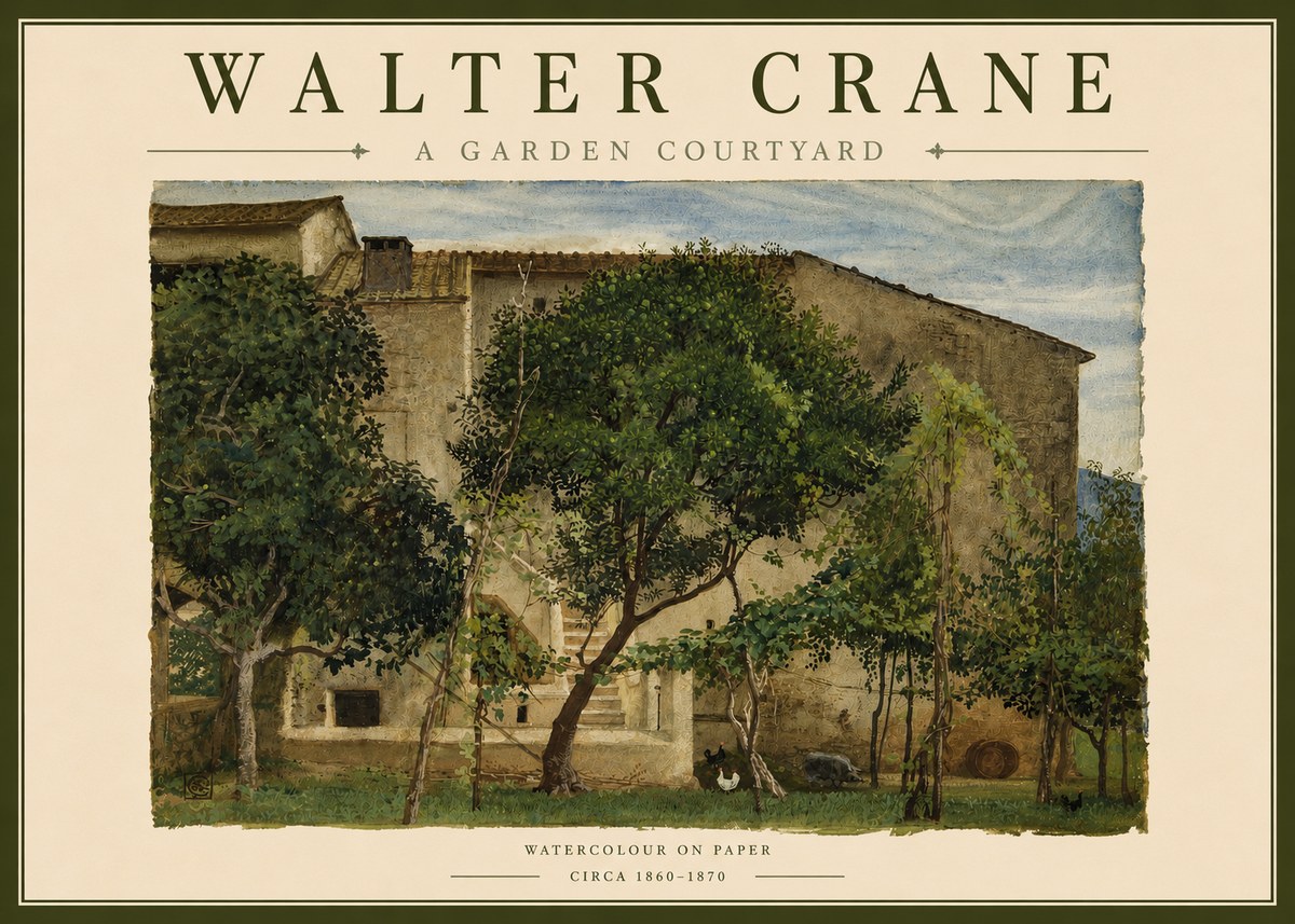 Walter Crane A Garden Courtyard No3 - Juliste