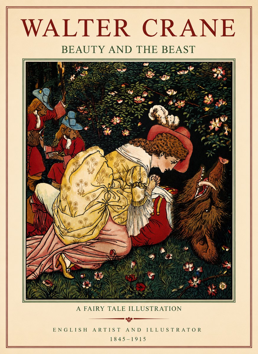 Walter Crane Beauty and the Beast No1 - Juliste