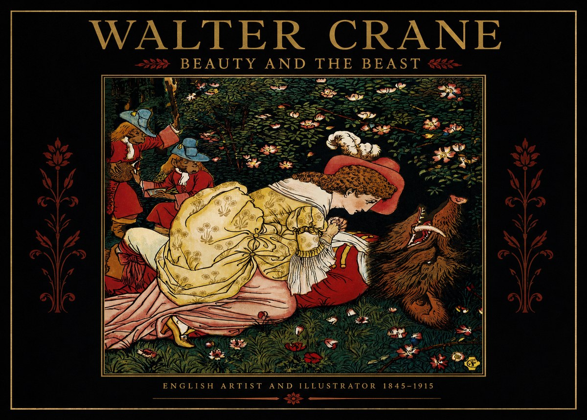 Walter Crane Beauty and the Beast No2 - Juliste