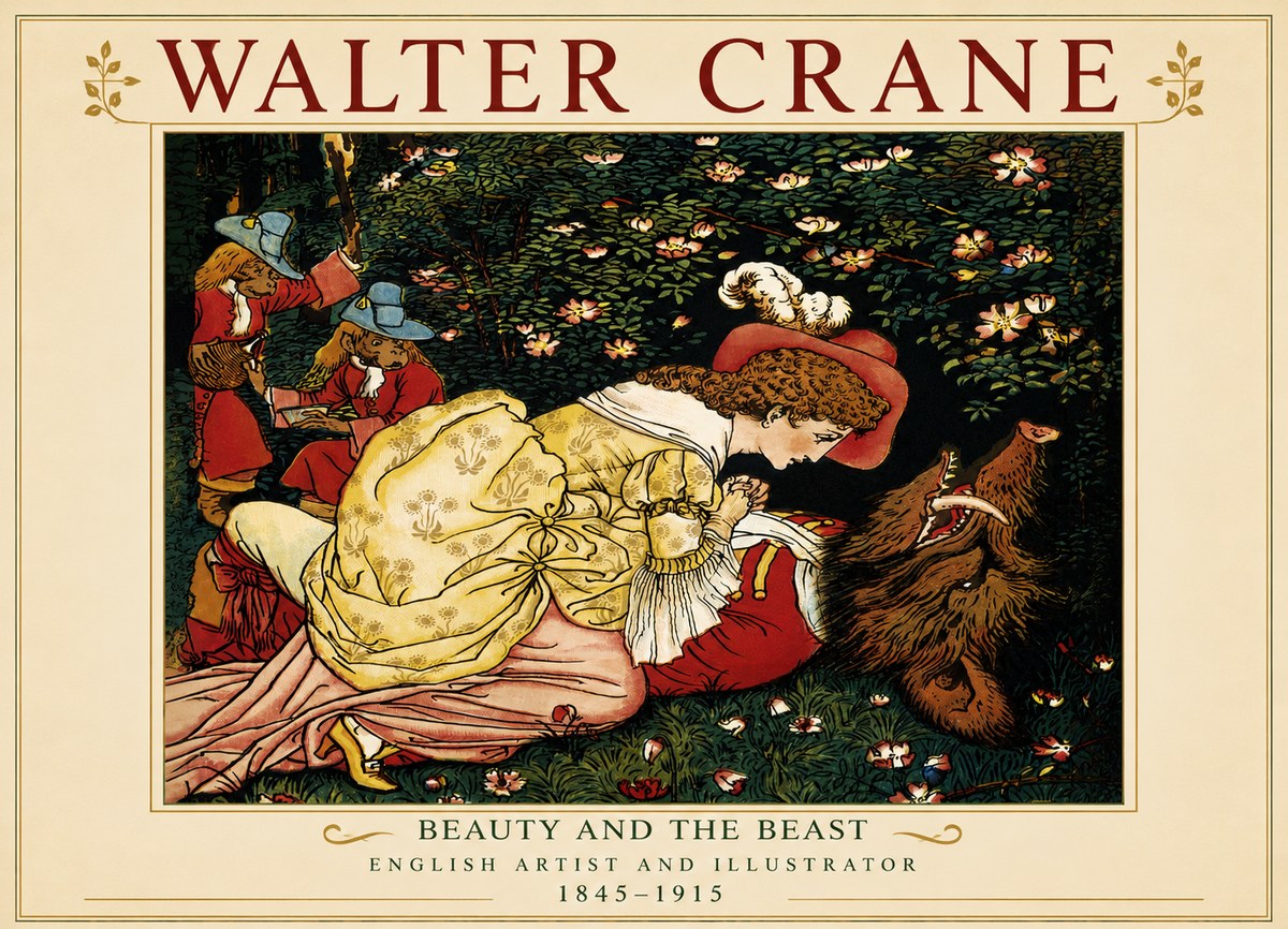Walter Crane Beauty and the Beast No4 - Juliste