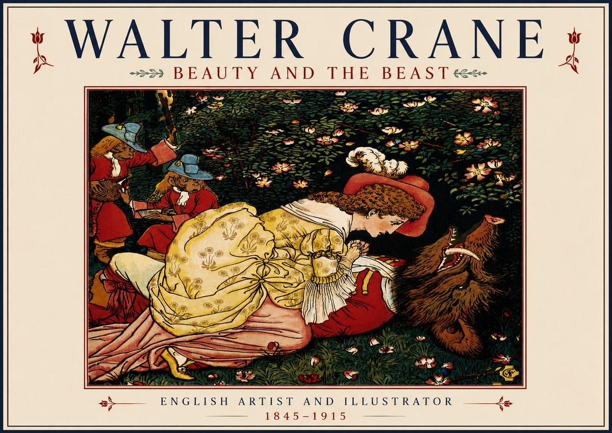 Walter Crane Beauty and the Beast No5 - Juliste