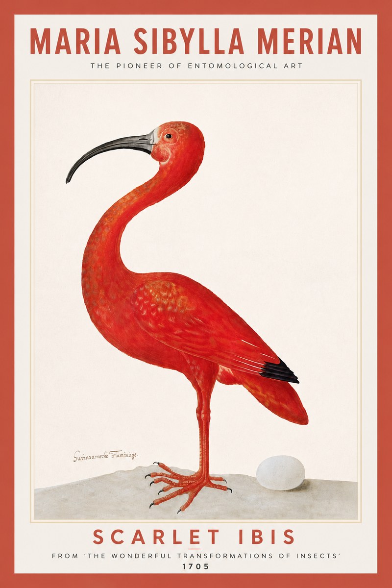 Maria Sibylla Merian Scarlet Ibis No6 - Juliste