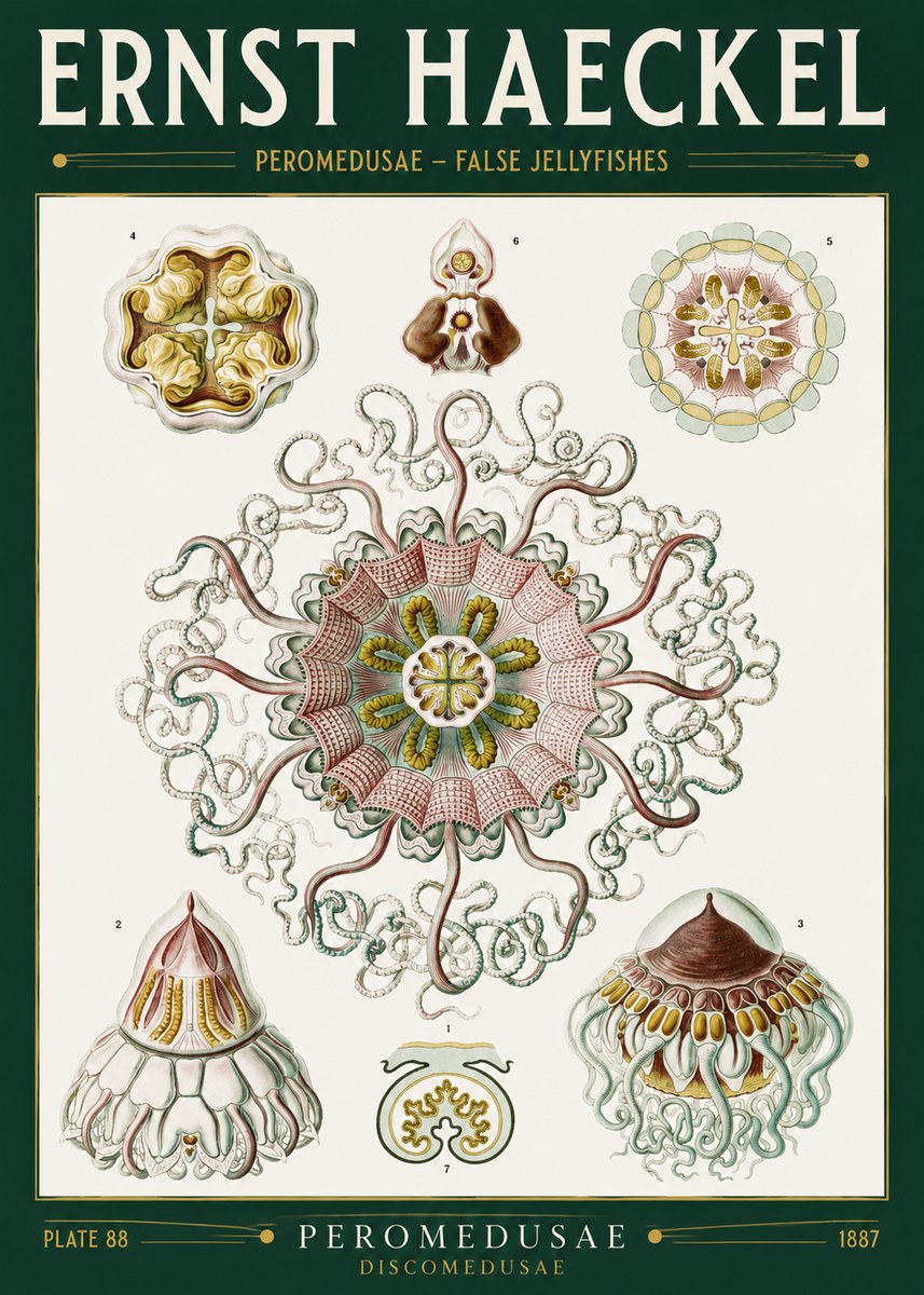 Ernst Haeckel Peromedusae – Discomedusae No2 - Juliste