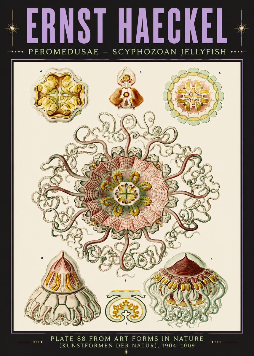 Ernst Haeckel Peromedusae – Discomedusae No6 - Juliste