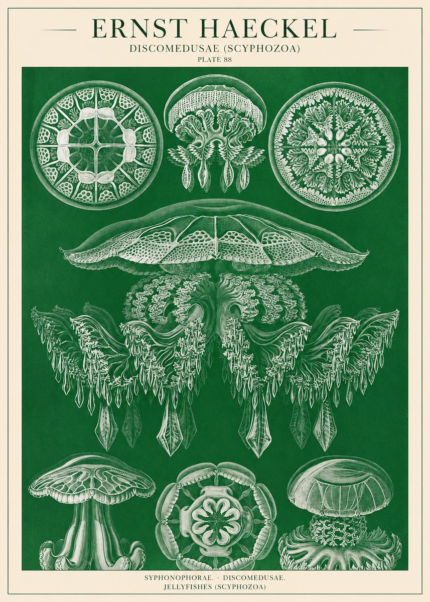 Ernst Haeckel Discomedusae (Scyphozoa) Plate 88 No1 - Juliste