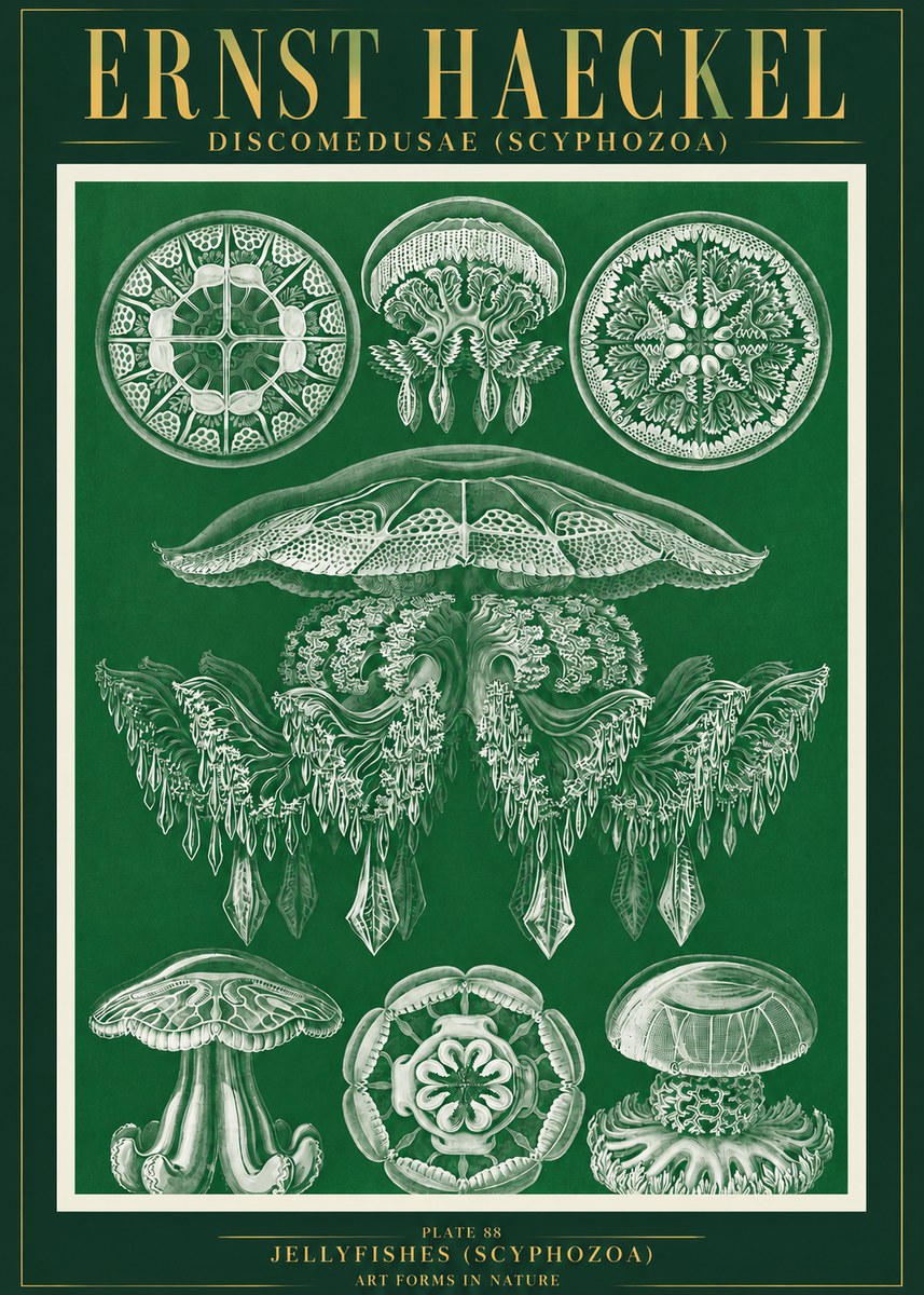 Ernst Haeckel Discomedusae (Scyphozoa) Plate 88 No3 - Juliste