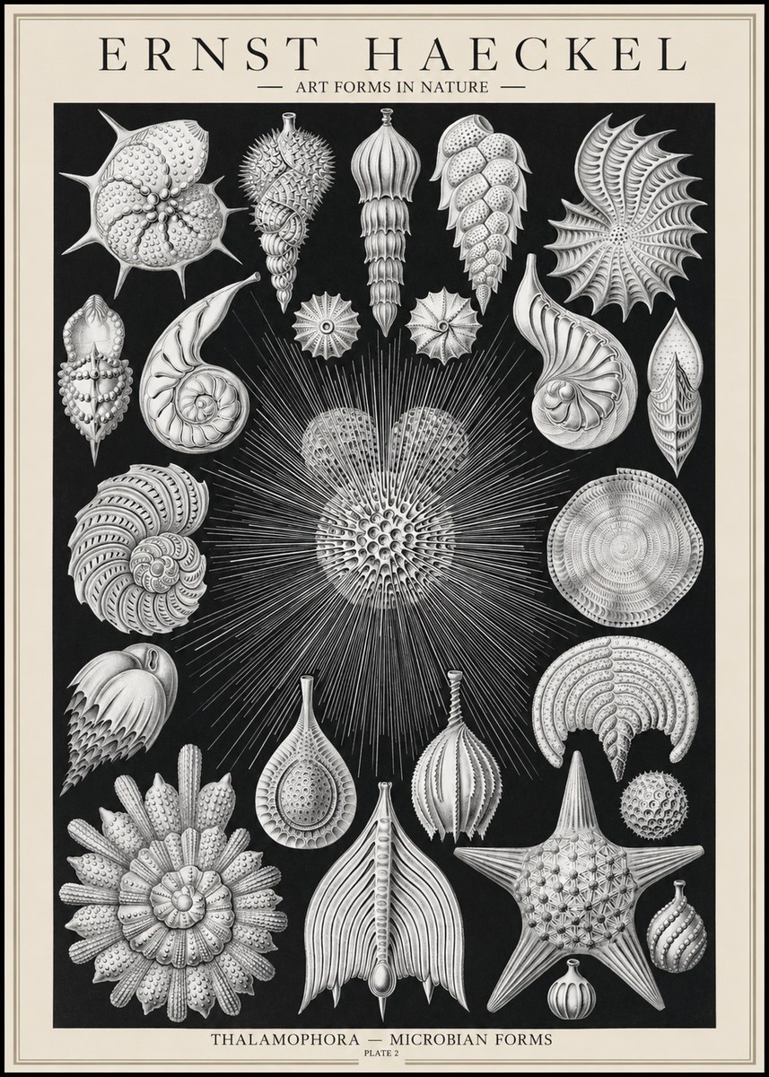 Ernst Haeckel Thalamophora - Microbian Forms - Plate 2 No1 - Juliste