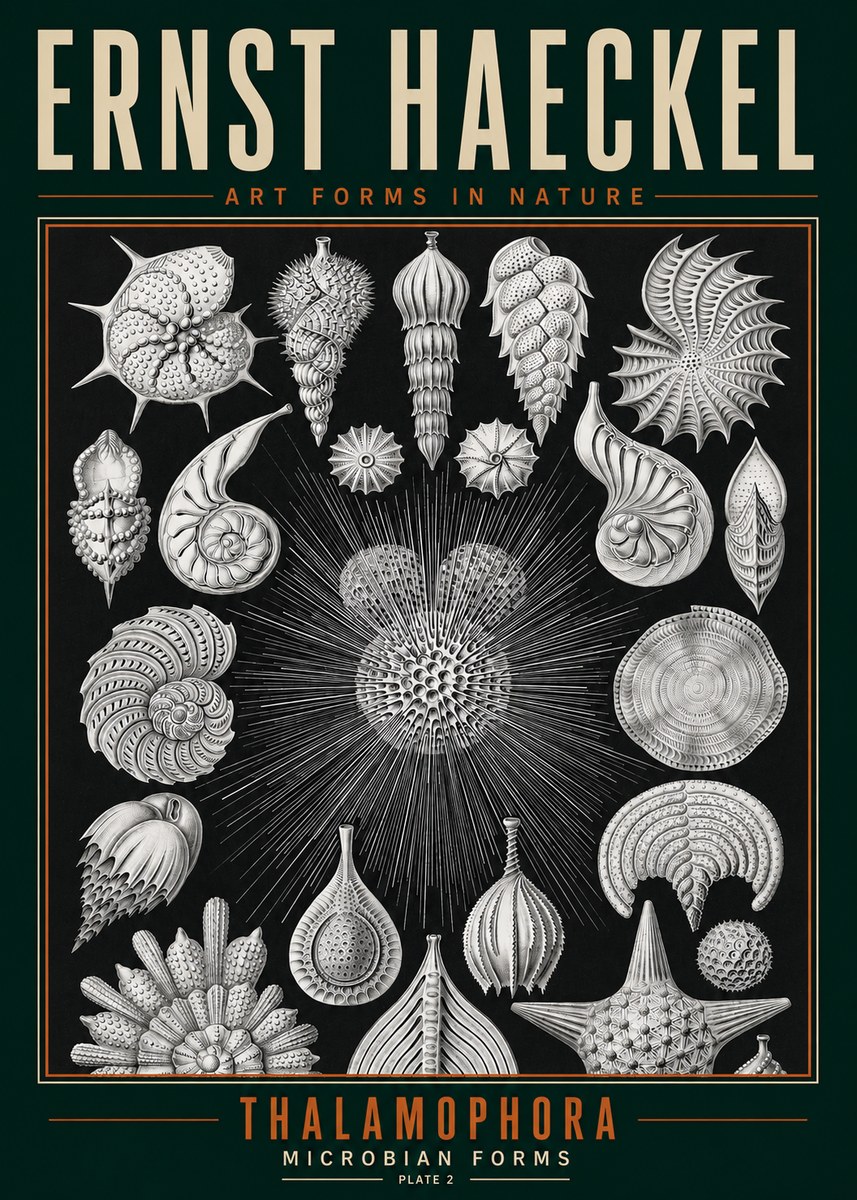 Ernst Haeckel Thalamophora - Microbian Forms - Plate 2 No3 - Juliste