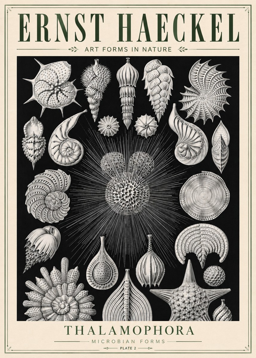 Ernst Haeckel Thalamophora - Microbian Forms - Plate 2 No5 - Juliste