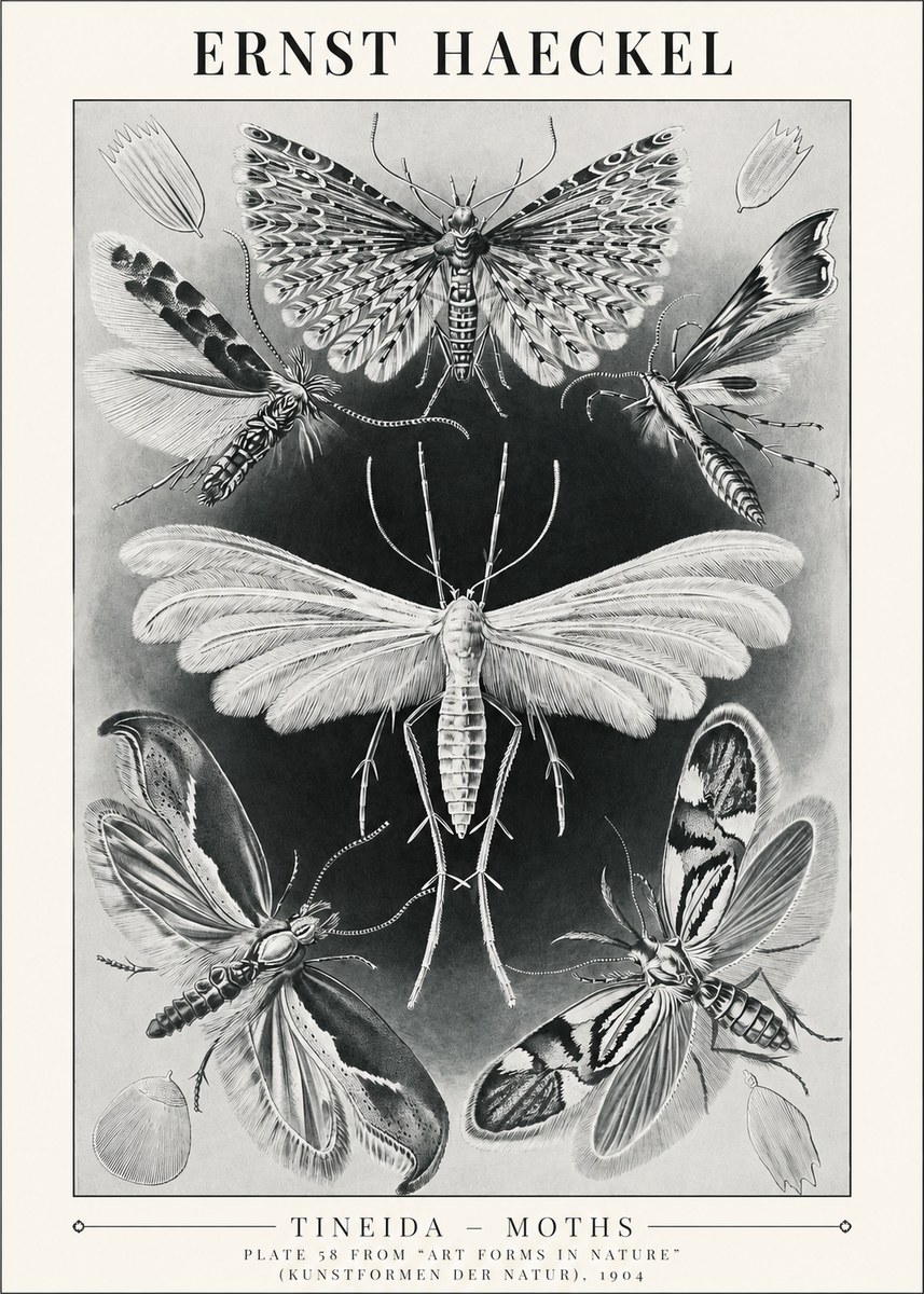 Ernst Haeckel Tineida - Moths No1 - Juliste