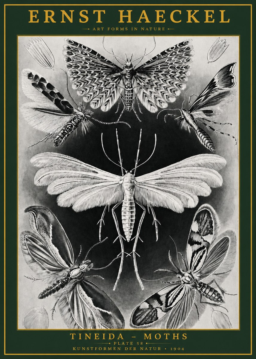 Ernst Haeckel Tineida - Moths No2 - Juliste