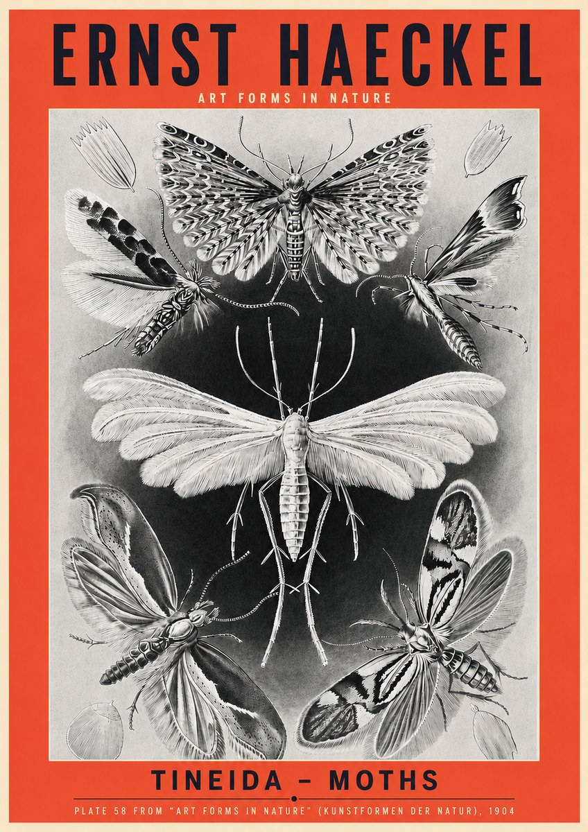 Ernst Haeckel Tineida - Moths No3 - Juliste
