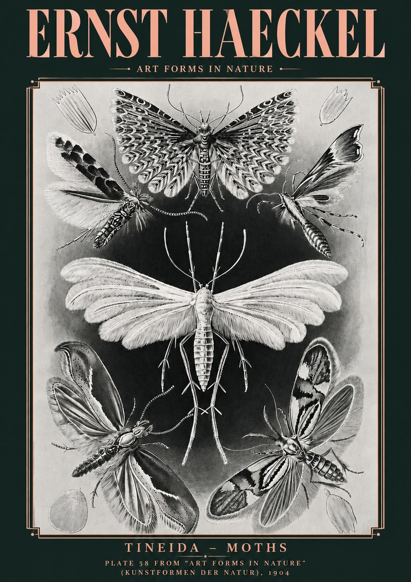 Ernst Haeckel Tineida - Moths No4 - Juliste