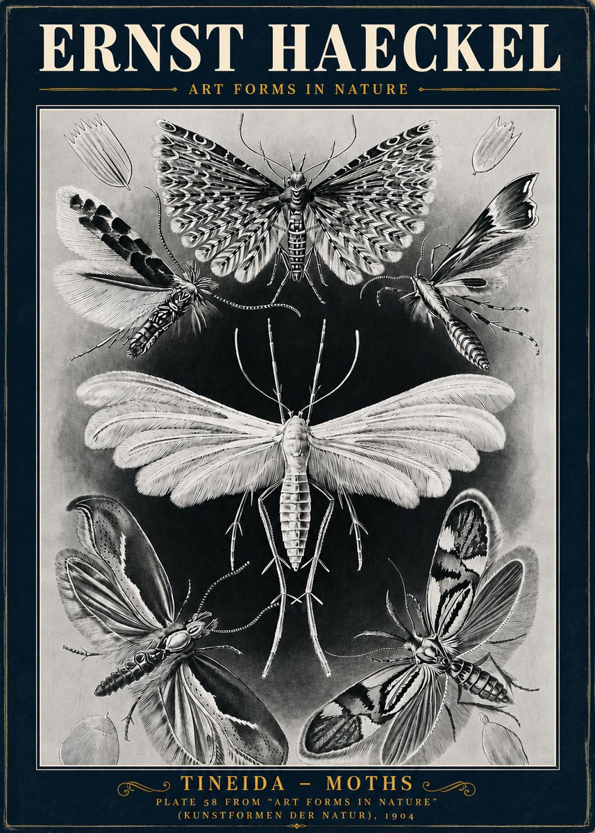 Ernst Haeckel Tineida - Moths No5 - Juliste