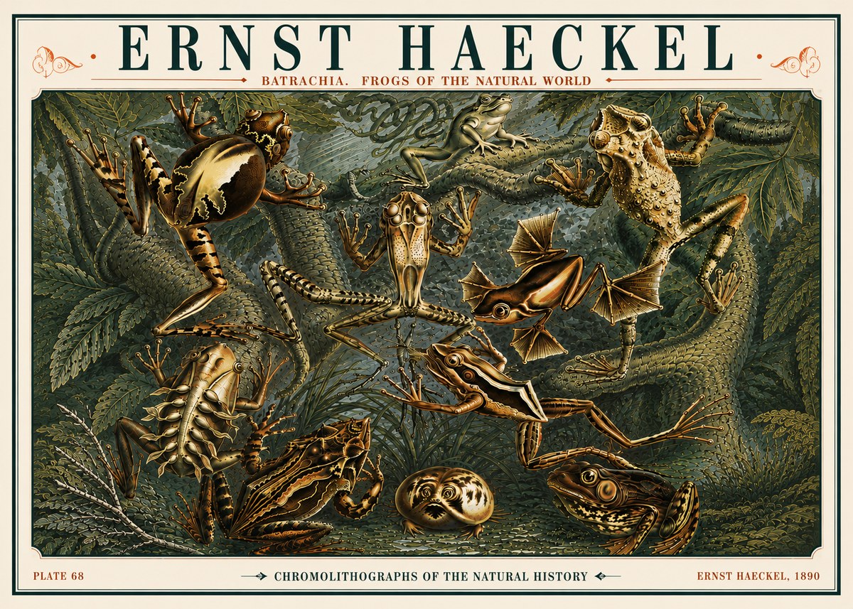 Ernst Haeckel Frogs of the Natural World No6 - Juliste
