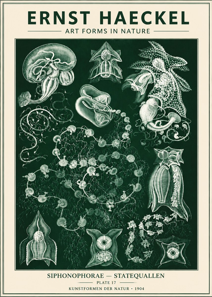Ernst Haeckel Siphonophorae. — Statequallen. Plate 17 No6 - Juliste