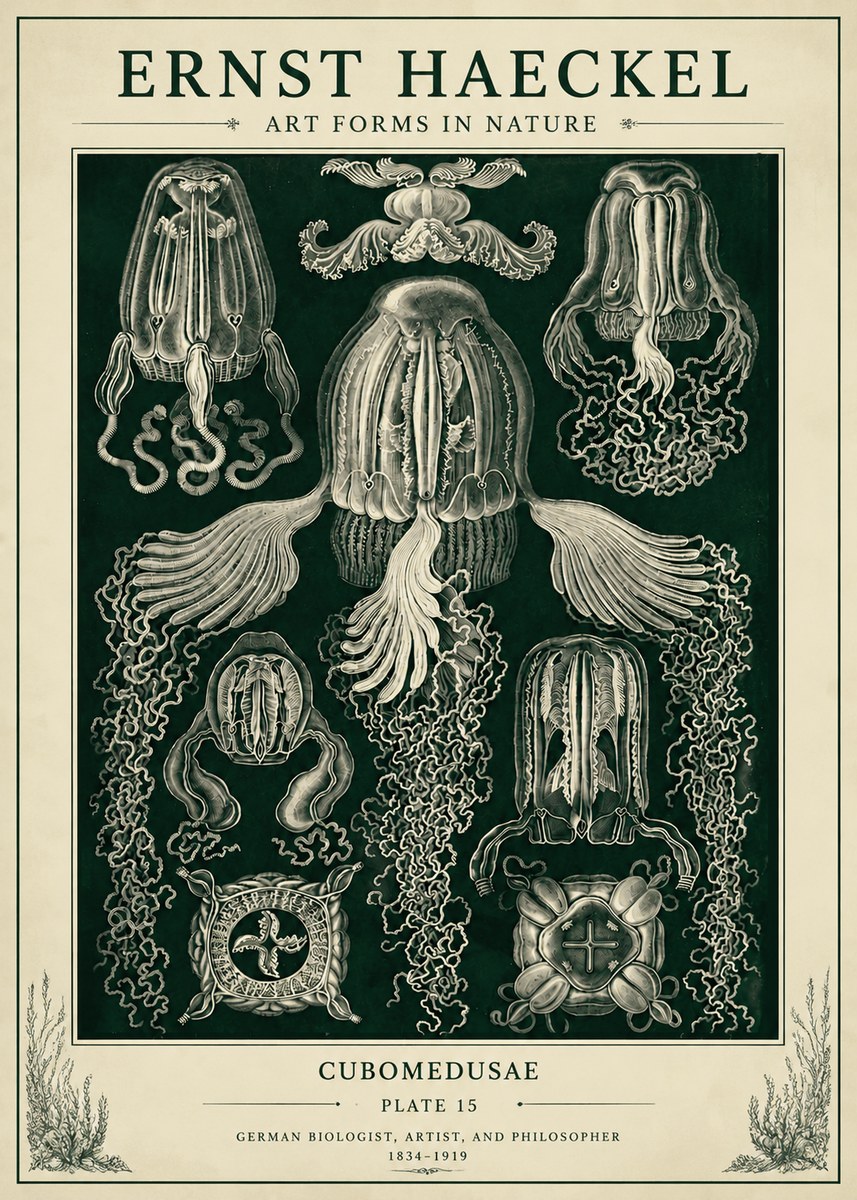 Ernst Haeckel Cubomedusae No6 - Juliste