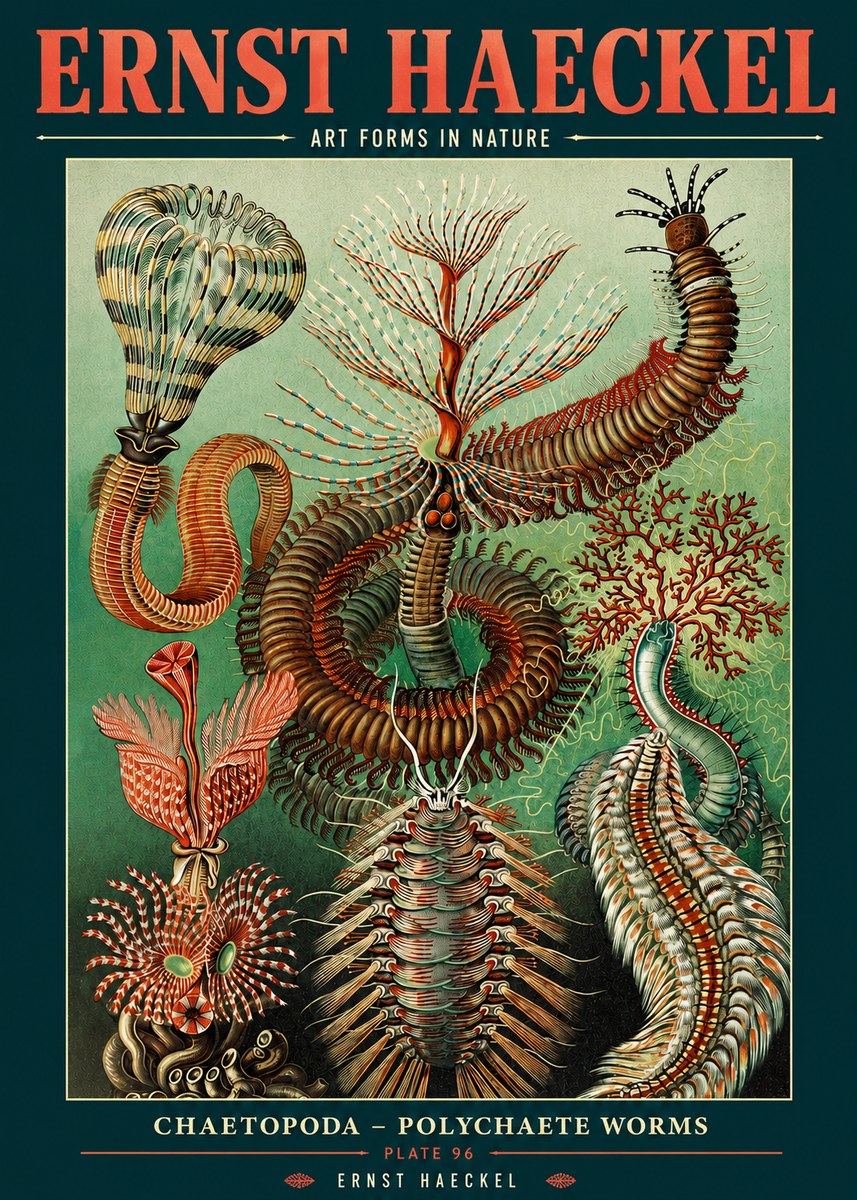 Ernst Haeckel Chaetopoda – Polychaete Worms No2 - Juliste
