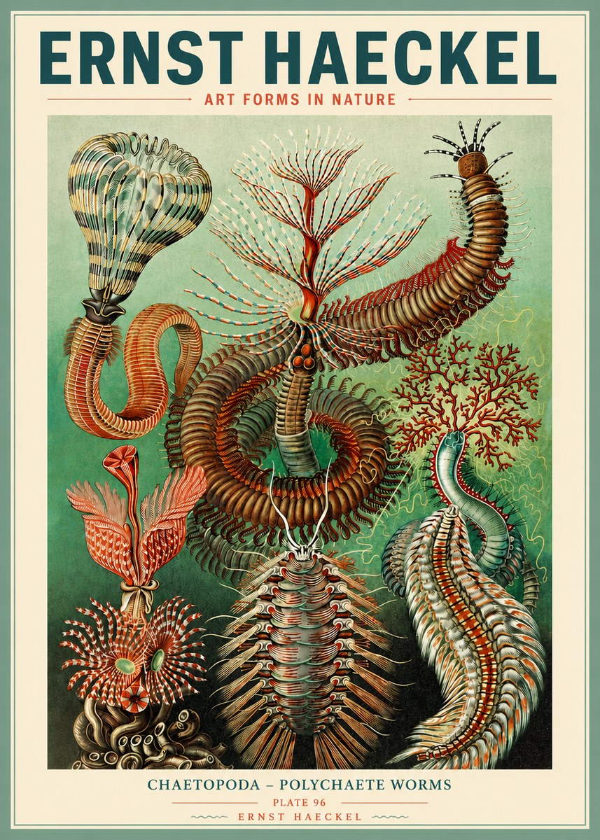 Ernst Haeckel Chaetopoda – Polychaete Worms No3 - Juliste