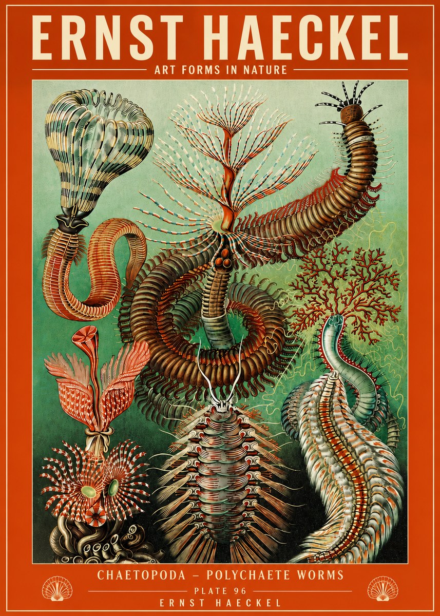 Ernst Haeckel Chaetopoda – Polychaete Worms No4 - Juliste