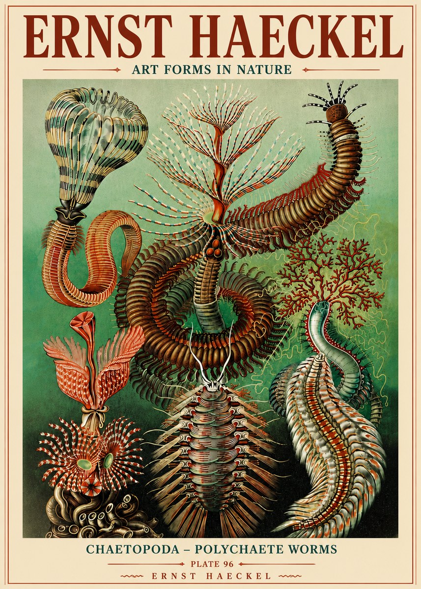 Ernst Haeckel Chaetopoda – Polychaete Worms No6 - Juliste