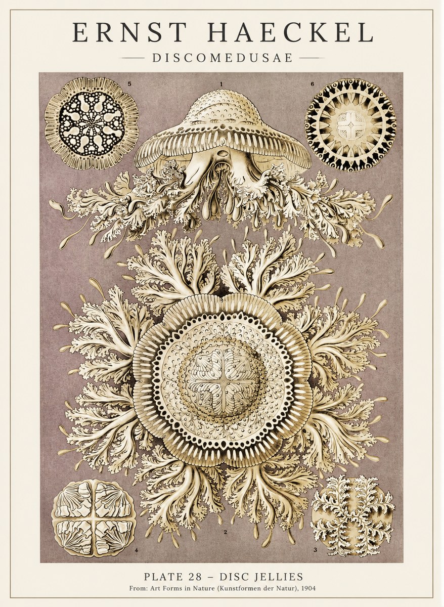 Ernst Haeckel Discomedusae No5 - Juliste