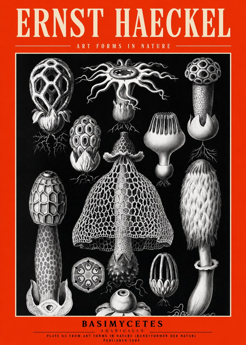 Ernst Haeckel Basimycetes Agaricales No2 - Juliste