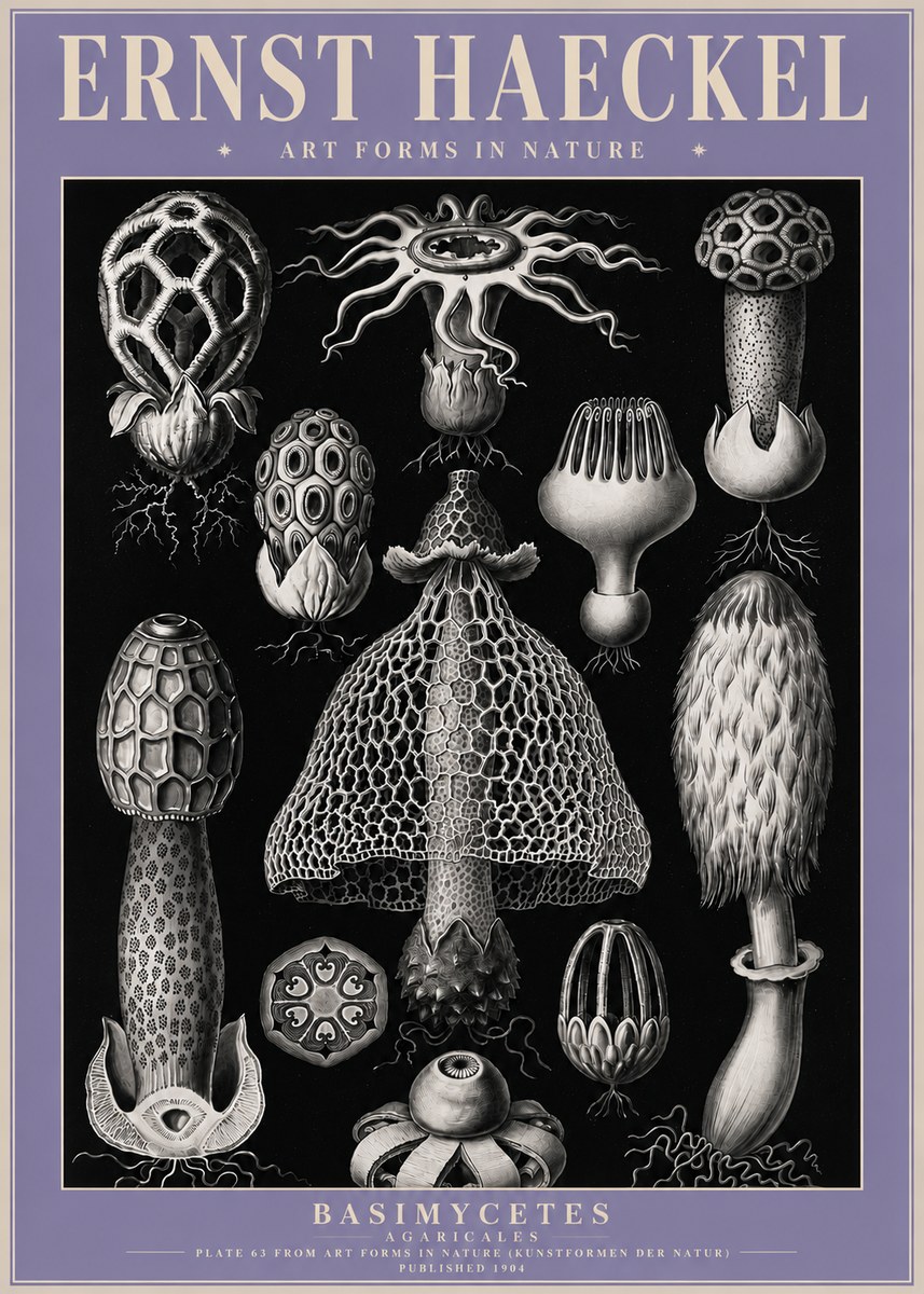 Ernst Haeckel Basimycetes Agaricales No4 - Juliste