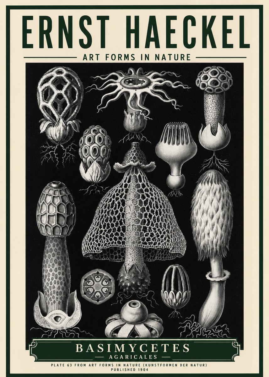 Ernst Haeckel Basimycetes Agaricales No5 - Juliste