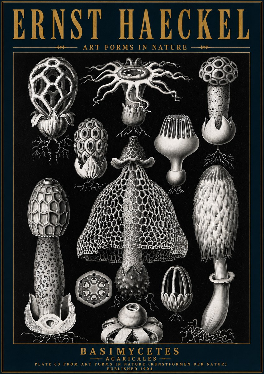 Ernst Haeckel Basimycetes Agaricales No6 - Juliste