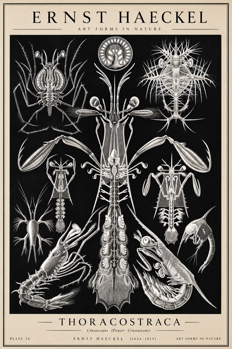 Ernst Haeckel Thoraocostraca - Crustaceans - Plate 76 No2 - Juliste