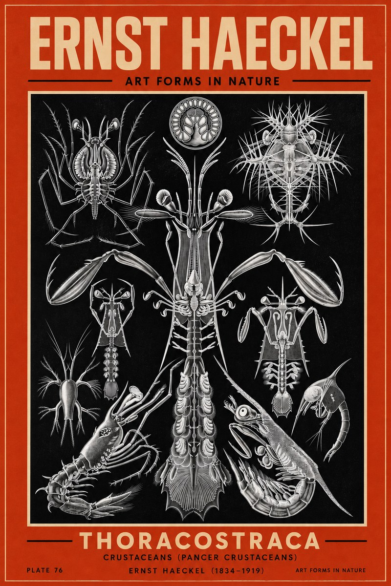 Ernst Haeckel Thoraocostraca - Crustaceans - Plate 76 No3 - Juliste