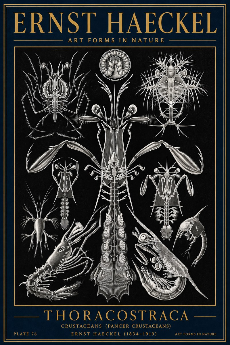Ernst Haeckel Thoraocostraca - Crustaceans - Plate 76 No4 - Juliste