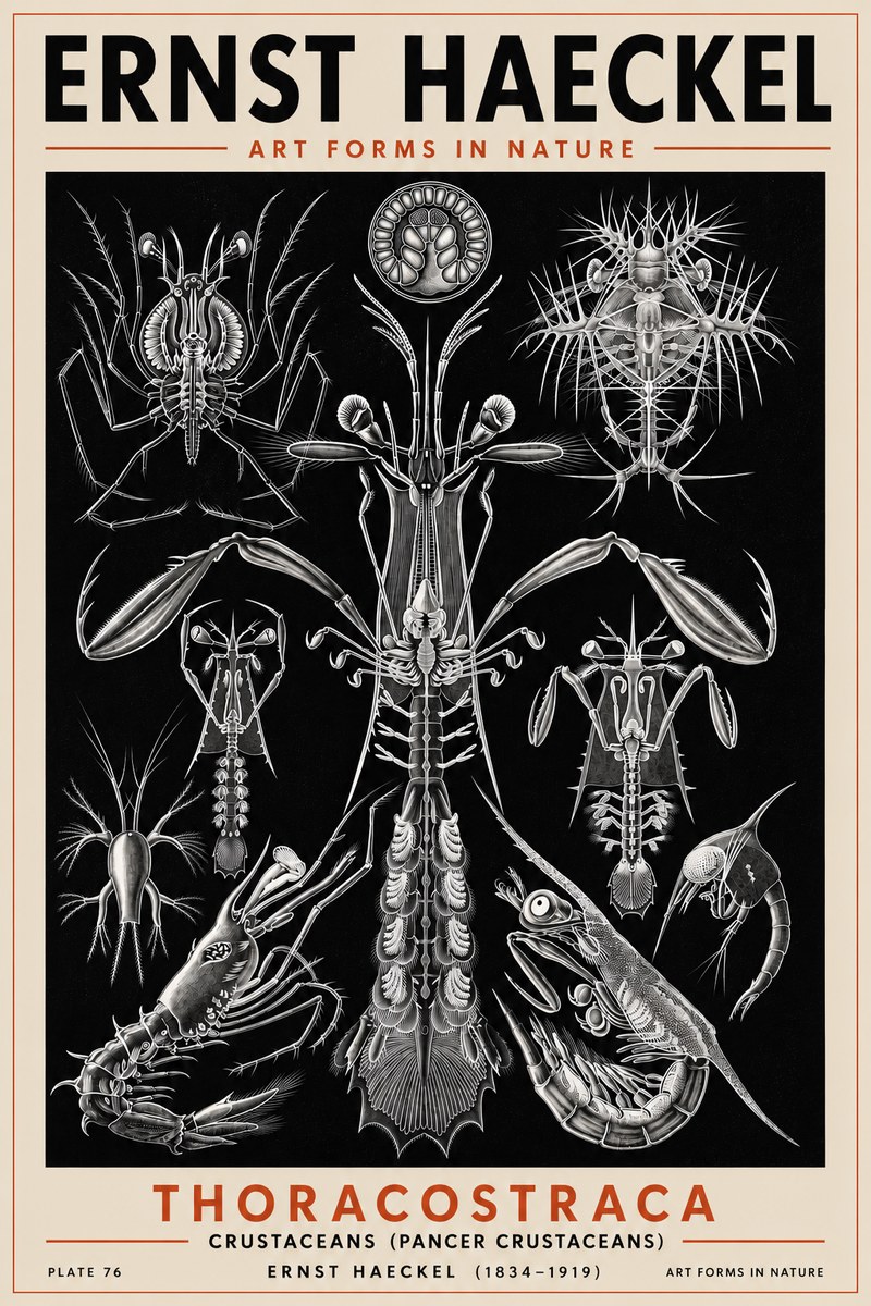 Ernst Haeckel Thoraocostraca - Crustaceans - Plate 76 No5 - Juliste