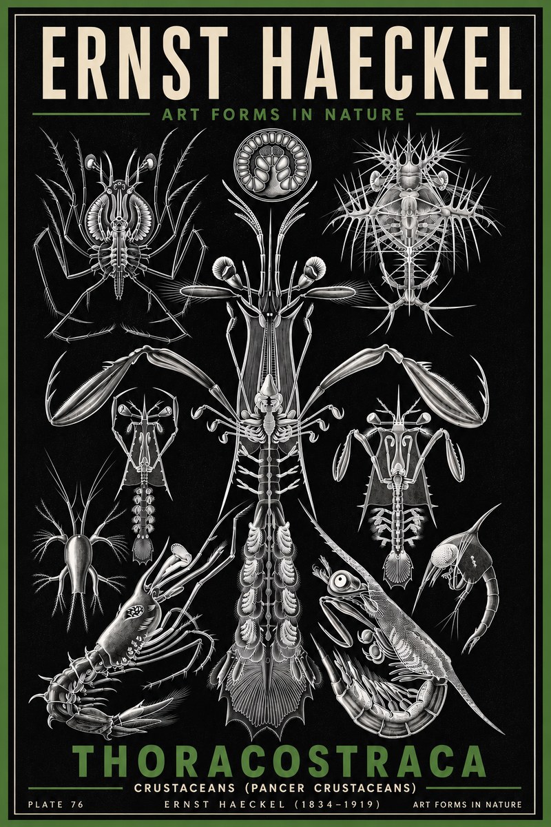 Ernst Haeckel Thoraocostraca - Crustaceans - Plate 76 No6 - Juliste