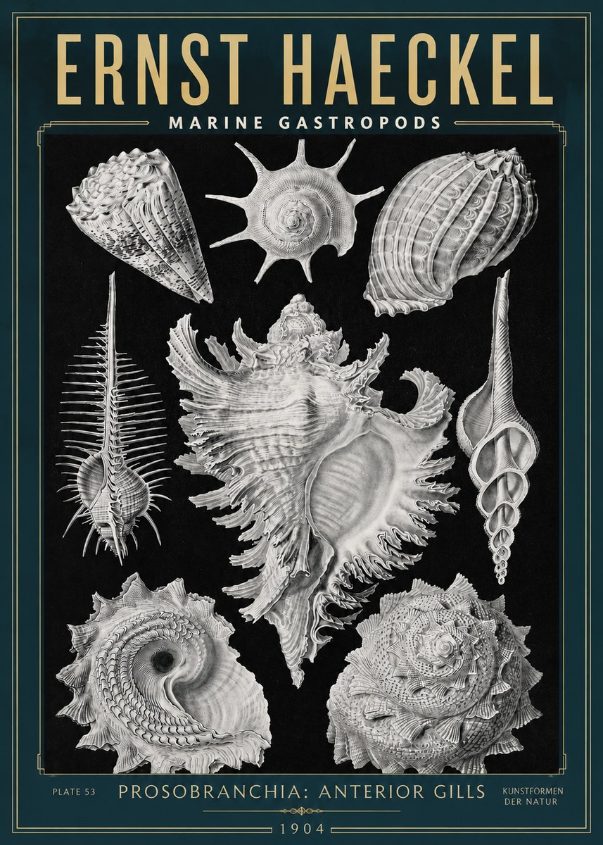 Ernst Haeckel Prosobranchia - Marine Gastropods No3 - Juliste