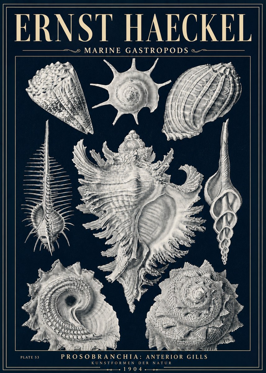 Ernst Haeckel Prosobranchia - Marine Gastropods No5 - Juliste