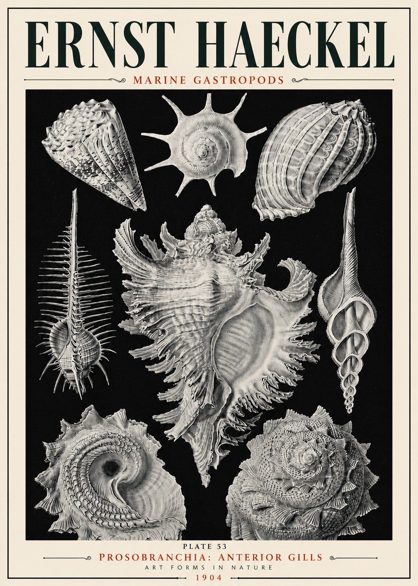 Ernst Haeckel Prosobranchia - Marine Gastropods No6 - Juliste