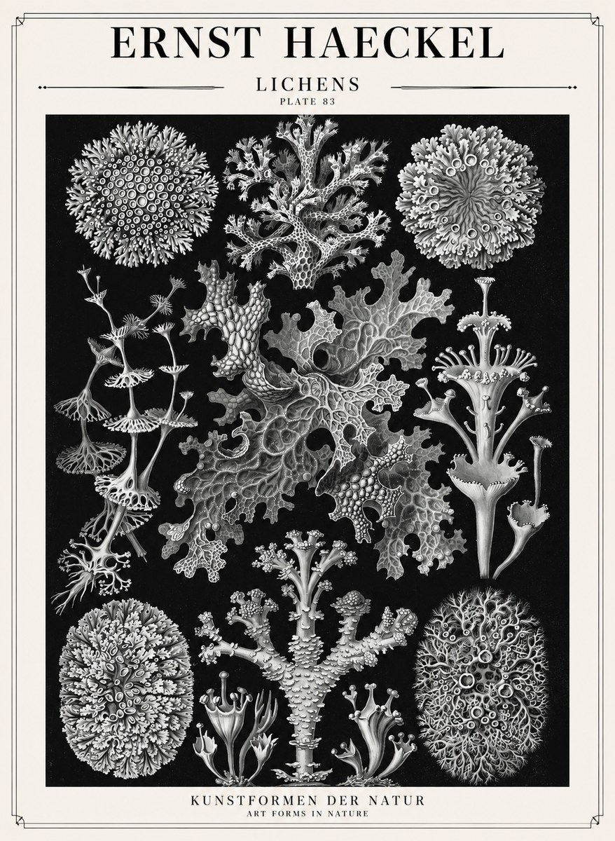 Ernst Haeckel Lichens - Plate 83 No1 - Juliste