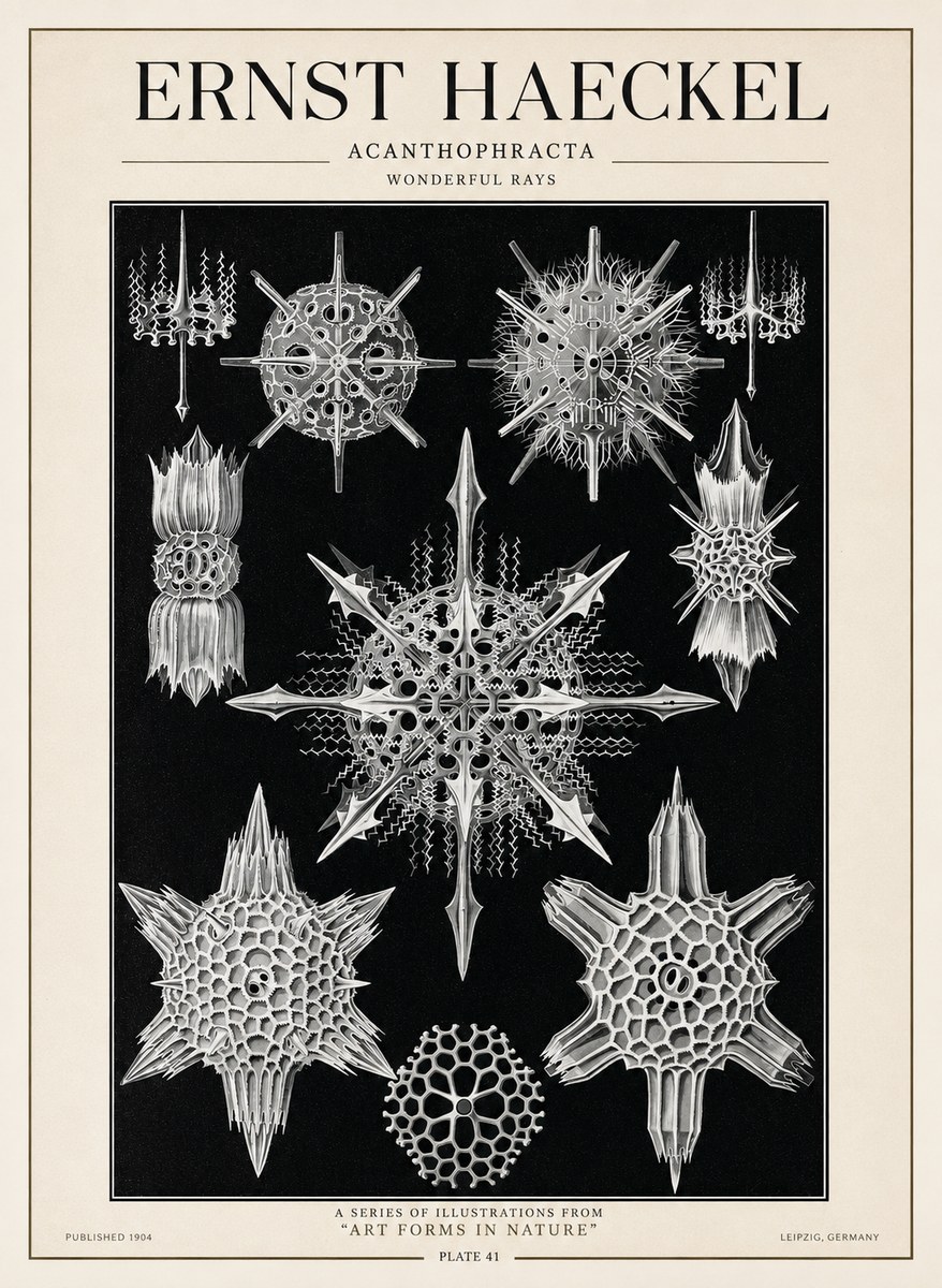 Ernst Haeckel Acanthophracta - Wonderful Rays No1 - Juliste