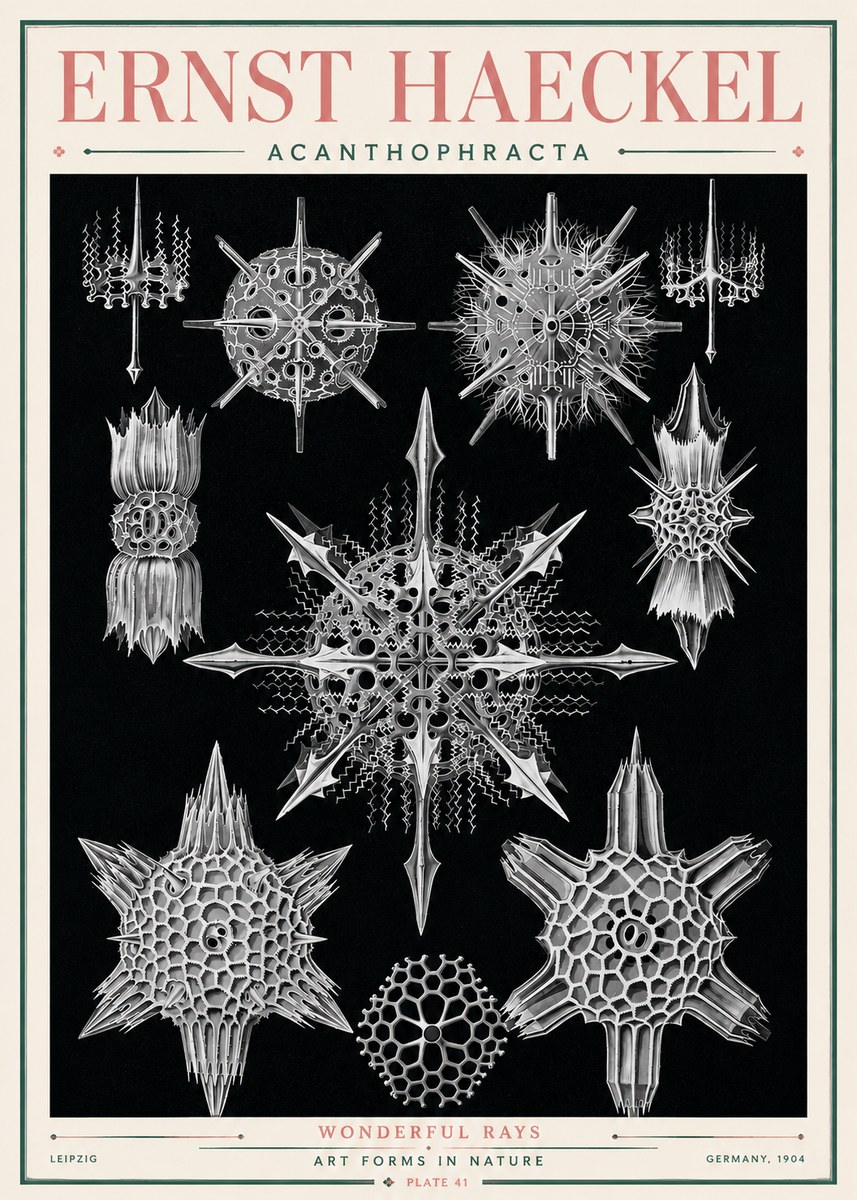Ernst Haeckel Acanthophracta - Wonderful Rays No3 - Juliste